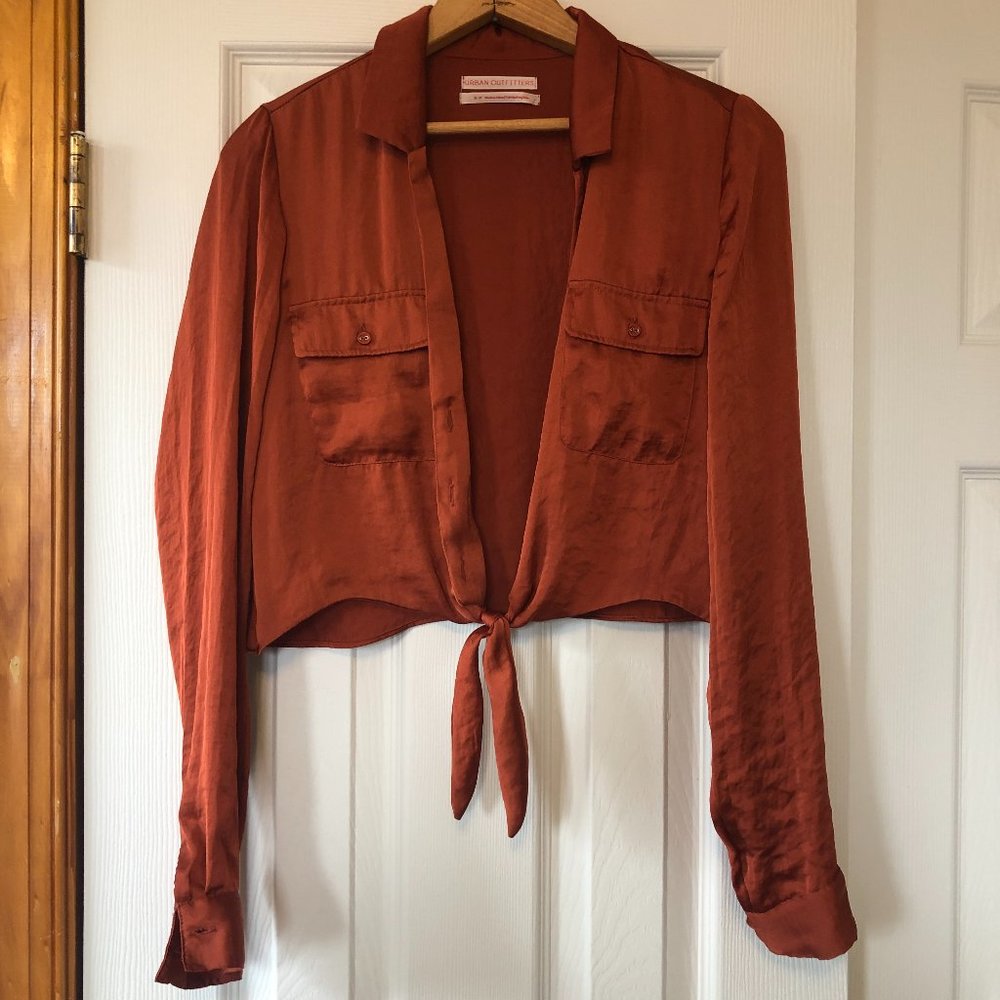 Urban Outfitters Rust Orange Satin Blouse